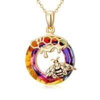 wholesale TOUPOP S925 Sterling Silver Animal Necklace Meaningful Gifts Crystal Jewelry For Women Mom Wife Her Girlfriend Daughter -style_name:bee