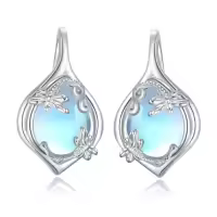 TOUPOP Sterling Silver Moonstone Infinity Dangle Earrings-style_name:3-Dragonfly