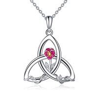 wholesale TOUPOP Birth Flower Necklace 925 Sterling Silver Celtic Knot Necklace 12 Birth Month Necklaces For Women Celtic Jewelry Irish Gifts For Women Girls Birthday Christmas -style_name:February-Violet
