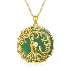 2B-Mother 2 Children-Gold-Green Jade