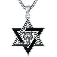 wholesale Star Of David Necklace S925 Star Of David Necklace With Cross Jewish Jewelry Gifts For Christmas Birthday -style_name:wolf star of david
