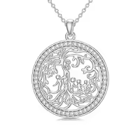 TOUPOP Sterling Silver Crystal Tree Of Life Necklace For Women-color_name:I-Mother and 4 Child-Cubic Zirconia