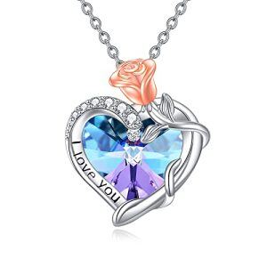 Rose Flower Heart Necklace