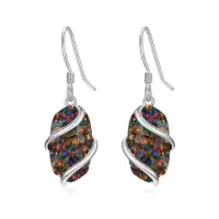 TOUPOP 925 Sterling Silver Gemstone Dainty Drop Earrings-color_name:Dangle-Black Opal