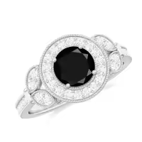 TOUPOP Sterling Silver Onyx Moissanite Women's Wedding Engagement Ring-style_name:E Black Onyx Moissanite Ring