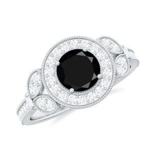 E Black Onyx Moissanite Ring