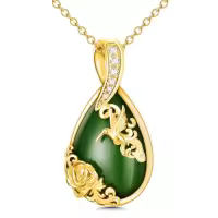 TOUPOP Sterling Silver Jade Hummingbird Dragonfly Butterfly Bee Cat Cardinal Owl Fox Sloth Necklace-style_name:1-Hummingbird-Gold