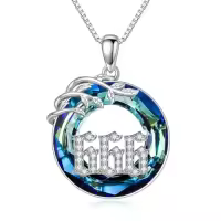 TOUPOP White Gold Plated 925 Sterling Silver Crystal Angel Number Necklace-style_name:666