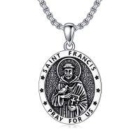 wholesale Patron Saint Necklace S925 Sterling Silver Four Way Cross Necklace St Michael/st Christopher/st Benedict/st Joseph/st Francis Pendant, Religious Protection Necklace For Men Women Birthday Father's Day Anniversary -style_name:3-St. Francis