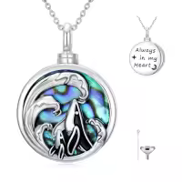 TOUPOP Sterling Silver Abalone Shell Urn Necklace For Ashes Memorial Jewelry-style_name:7-Whale