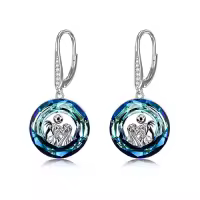 TOUPOP Sterling Silver Crystal Jack Skellington Nightmare Before Christmas Drop Earrings-color_name:Sally and Jack-Blue