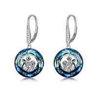 wholesale TOUPOP Nightmare Earring Jack Skellington Earrings Sterling Silver Crystal Jack And Sally Zero Earrings Jack Skellington Jewelry For Women Jack And Sally Drop Earring Skull Earrings Nightmare Earring Circle Crystal Gifts For Women Wife Girlfriend Daughter -color_name:Sally and Jack-Blue