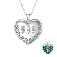 wholesale TOUPOP Christmas Gifts Number Necklace For Women 925 Sterling Silver Abalone Heart Angel Number Necklace Pendant 000 111 222 333 444 555 666 777 888 999 Numerology Jewelry Gifts For Women -style_name:999