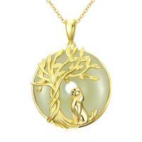 wholesale Jade Necklace For Women 14k Gold Plated Sterling Silver Tree Of Life Animal Pendant Good Fortune Jewelry Christmas Gifts For Women Mom Wife -style_name:Dog