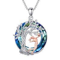 wholesale TOUPOP Sport/music Necklace 925 Sterling Silver Tree Of Life Pendant Crystal Jewelry Birthday Christmas Gifts For Women Sport Players -style_name:Volleyball