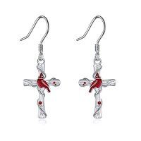 wholesale TOUPOP Cute Animal Dangle Earrings Animal Jewelry Birthday Christmas Gifts For Women Sterling Silver Crystal Opal Earrings -color_name:Red Cardinal
