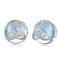 TOUPOP Sterling Silver Moonstone Yoga Lotus Tree Of Life Sea Turtle Butterfly Celtic Knot Elephant Stud Earrings-style_name:6-Celtic Knot
