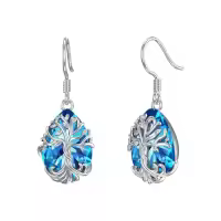 TOUPOP Sterling Silver Crystal Tree Of Life Family Dangle Earrings-style_name:Teardrop-12-December-Topaz