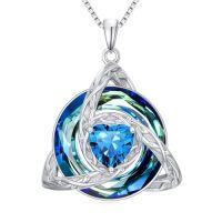 wholesale TOUPOP Celtic Birthstone Necklace For Women 925 Sterling Silver Trinity Knot Triquetra Austria Crystal Pendant Heart Birthstone Jewelry Birthday Anniversary Irish Scottish Gifts For Her Girlfriend -color_name:12-December-Topaz