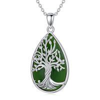 wholesale Jade Tree Of Life Necklace 14k Gold Plated Sterling Silver Celtic Family Tree Jewelry Birthday Christmas Gifts For Women Mom Wife -style_name:Z-Tree of Life-Green Jade-Silver