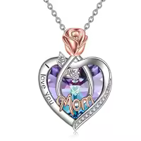 TOUPOP Sterling Silver Crystal I Love You Rose Flower Heart Necklace-color_name:02 Feb-Mom Necklace with Heart Crystal