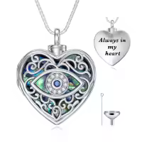 TOUPOP Sterling Silver Abalone Shell Urn Necklace For Ashes Memorial Jewelry-style_name:35-Devil's Eye-Holds Pictures