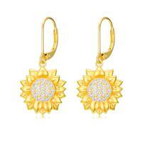 wholesale Flower Earrings For Women 925 Sterling Silver Lotus/cherry Blossoms/sunflower/snowflake/daisy/rose Earrings Floral Jewelry Christmas Gifts For Women -style_name:2-Sunflower