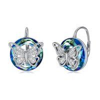 wholesale TOUPOP Tree Of Life Lever Back Earrings For Women Sterling Silver Crystal Jewelry Tree Of Lfe Gifts For Women Birthday -style_name:4-Butterfly