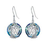 wholesale TOUPOP Tree Of Life Initial Earrings 925 Sterling Silver A-z Letter Drop Dangle Earrings Blue Circle Crystal Jewelry Birthday Christmas Gifts For Women Her Girlfriend Mom -style_name:W Initial