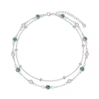 TOUPOP 925 Sterling Silver Natural Stone Layered Anklet Women's Jewelry Gift-color_name:Abalone 9"-11"