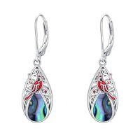 wholesale TOUPOP Filigree Abalone Shell Teardrop Earrings For Women 925 Sterling Silver Leverback Dangle Drop Earrings For Her Anniversary Chrsitmas Birthday Gifts -style_name:Cardinal