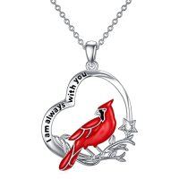wholesale TOUPOP Cardinal Necklace For Women 925 Sterling Silver Red Cardinal Pendant Necklace Sympathy Memorial Jewelry Christmas Gifts For Women Mom Her -style_name:2-Heart Cardinal