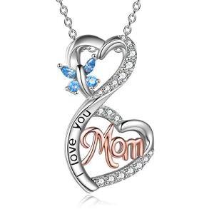 I Love You Mom Necklace with Butterfly