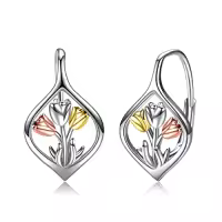 TOUPOP Sterling Silver Dangle Drop Hoop Earrings For Women Birthday Anniversary Christmas Gifts-style_name:5-Tulip