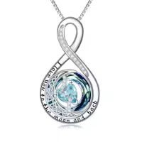 TOUPOP Sterling Silver Birthstone Moon And Star Pendant Necklace I Love You To The Moon And Back-color_name:03-Mar-Aquamarine