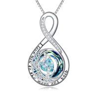 wholesale TOUPOP Birthstone Necklace For Women 925 Sterling Silver Moon And Star Pendant Necklaces I Love You To The Moon And Back Jewelry Anniversary Birthday Gifts For Her Wife Girlfriend Mom -color_name:03-Mar-Aquamarine