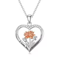 TOUPOP Sterling Silver Tulips Rose Sunflower Lotus Flower Pendant Necklace-style_name:04-Lotus