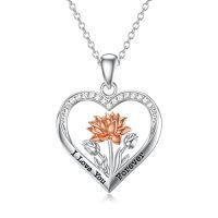wholesale TOUPOP Tulips/rose/sunflower/lotus Necklace Sterling Silver Flower Pendant Jewelry Flower Tulips/rose/sunflower/lotus Gifts For Women Birthday -style_name:04-Lotus