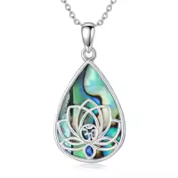TOUPOP Sterling Silver Abalone Shell Lotus Necklace-style_name:Abalone Shell Teardrop Lotus