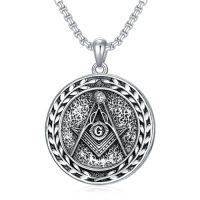 wholesale Masonic Necklace For Women Men 925 Sterling Silver Celtic Knot Masonic Pendant Freemason Free And Accepted Necklace Freemasonary Gift For Christmas Father Brother Son -style_name:C Masonic Necklace