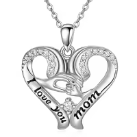 TOUPOP 925 Sterling Silver & Stone Sister/Mom Necklace Birthday Christmas Gifts-style_name:B006-Mom Necklace