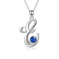 wholesale TOUPOP Christmas & Birthday Gifts: Initial Necklaces - 925 Sterling Silver Letter Pendants With Birthstone A-z -color_name:E-Every Jack has his Jill