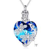 wholesale TOUPOP Sterling Silver Urn Necklace For Ashes With Crystal Memorial Keepsake Hummingbird/dragonfly/butterfly/cardinal Cremeation Jewelry Birthday Christmas Gifts For Her Women -style_name:Dragonfly