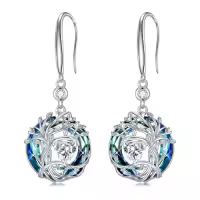 TOUPOP Sterling Silver Austrian Crystal Tree Of Life Birthstone Dangle Earrings-color_name:04-Apri-Synthetic Diamond