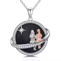 TOUPOP Sterling Silver Heart Pendant Sister Necklace Gift For Women-style_name:Sister Jewelry