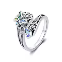 TOUPOP Sterling Silver Adjustable Thumb Spoon Rings Boho Antique Jewelry-style_name:1-Butterfly