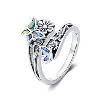 wholesale TOUPOP Spoon Rings For Women 925 Sterling Silver Adjustable Thumb Spoon Rings Promise Engagement Statement Boho Vintage Finger Open Antique Rings Jewelry -style_name:1-Butterfly