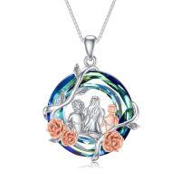 wholesale TOUPOP Birthday Gifts For Mom 925 Sterling Silver Rose Flower Necklace Mother And Daughters Sons Jewelry Mothers Day Christmas Gifts For Women -style_name:C-Mother Grandma Son