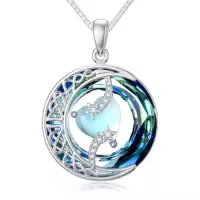 TOUPOP Sterling Silver Blue Crystal Birthstone Moon Star Pendant Necklace-color_name:A-06-June-Moonstone