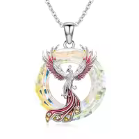 TOUPOP Sterling Silver Crystal Phoenix Pendant Necklace for Women-color_name:White